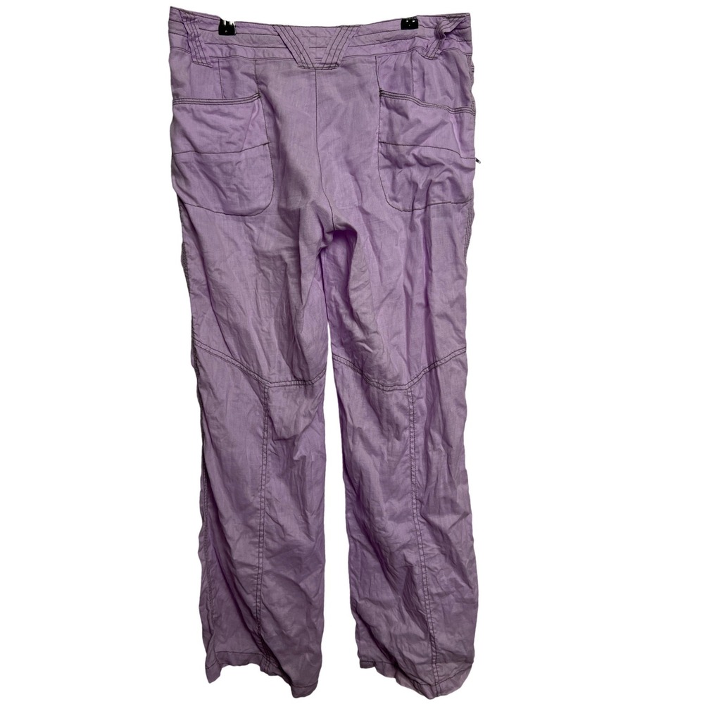 Athleta Lavender 100% Linen Cargo Pants Purple Straight Leg Womens 10 Utility - Picture 6 of 10